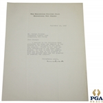 1935 Ridgewood CC Letter to PGAs Jacobus Asking Not to List Caddy Numbers So Programs Can Sell