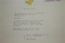 Tom Creavy Signed 1933 Ryder Cup Team Member Voting Method Inquiry JSA ALOA