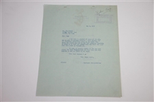 Tom Creavy Signed 1933 Ryder Cup Team Member Voting Method Inquiry JSA ALOA