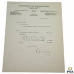 Ed Dudley Signed 1933 Ryder Cup Expense Breakdown Sheet JSA ALOA