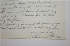 Herman Barron Signed Handwritten 1947 Ryder Cup Team Nomination Acceptance Letter JSA ALOA