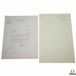 Clifford Roberts Signed 1947 Letter with Handwritten Biographical Sketch for Ryder Cup JSA ALOA