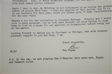 Ben Hogan Signed 1947 Letter Accepting Ryder Cup Team Member Selection JSA ALOA
