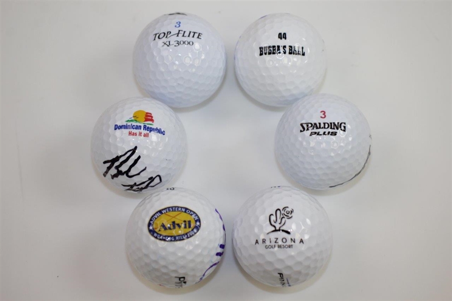 Kenny Perry, Jay Haas, Fred Funk, Brad Faxon, Steve Pate, & Rory Sabbatini Signed Golf Balls JSA ALOA