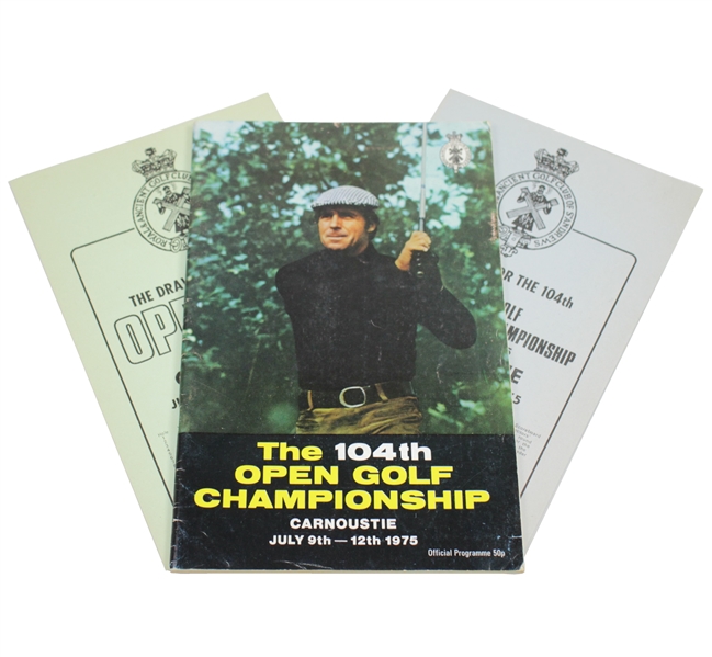 1975 OPEN Championship at Carnoustie Official Program with Two Special Draw Sheets