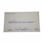 Arnold Palmer Signed 1954 US Amateur Champion & Country Club of Detroit Notated Card JSA ALOA