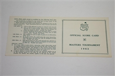 Art Wall Jr. Signed 1963 Masters Tournament Official Scorecard W/His Scoring in Final Round 1959 WinJSA ALOA