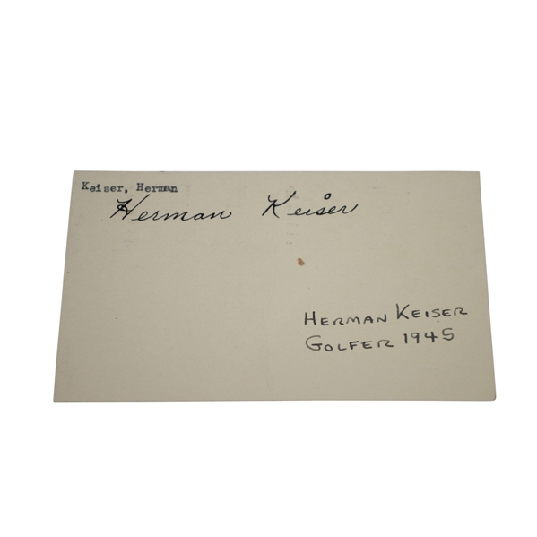 Herman Keiser Signed 3x5 Government Postcard Dated Year of Masters win - 1946 JSA ALOA
