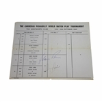Tony Lema & Gary Player Signed 1965 Piccadilly World Match Play Sheet FULL JSA #Z97563
