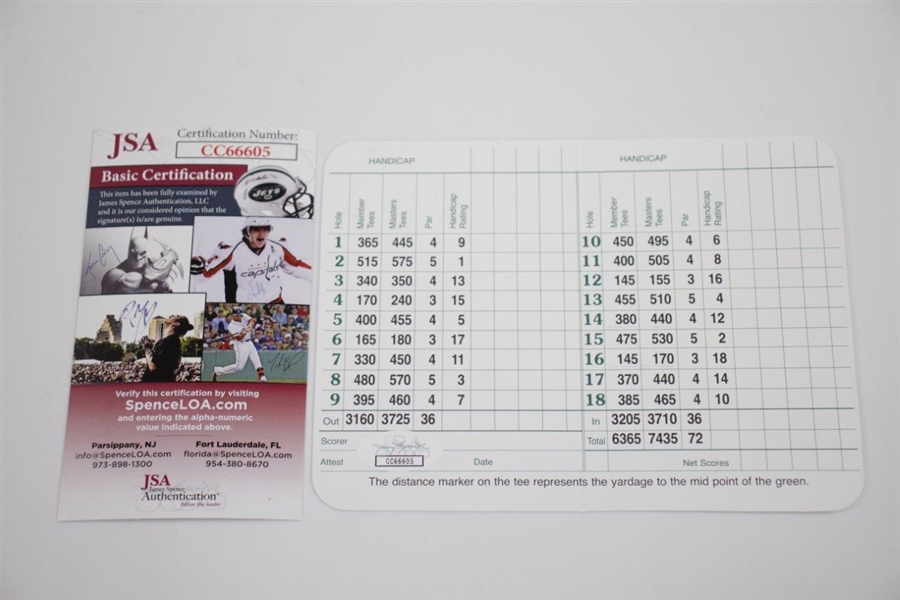 Hideki Matsuyama Signed Augusta National Golf Club Scorecard JSA #CC66605