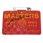 Jack Nicklaus Signed 1972 Masters Series Badge #17691 JSA ALOA