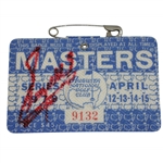 Fuzzy Zoeller Signed 1979 Masters Series Badge #9132 JSA ALOA