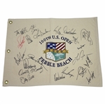 Twenty-One US Open Champions Signed 2000 US Open at Pebble Beach Canvas Flag JSA ALOA