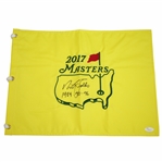 Nick Faldo Signed 2017 Masters Embroidered Flag with Years Won Inscription JSA #U08157
