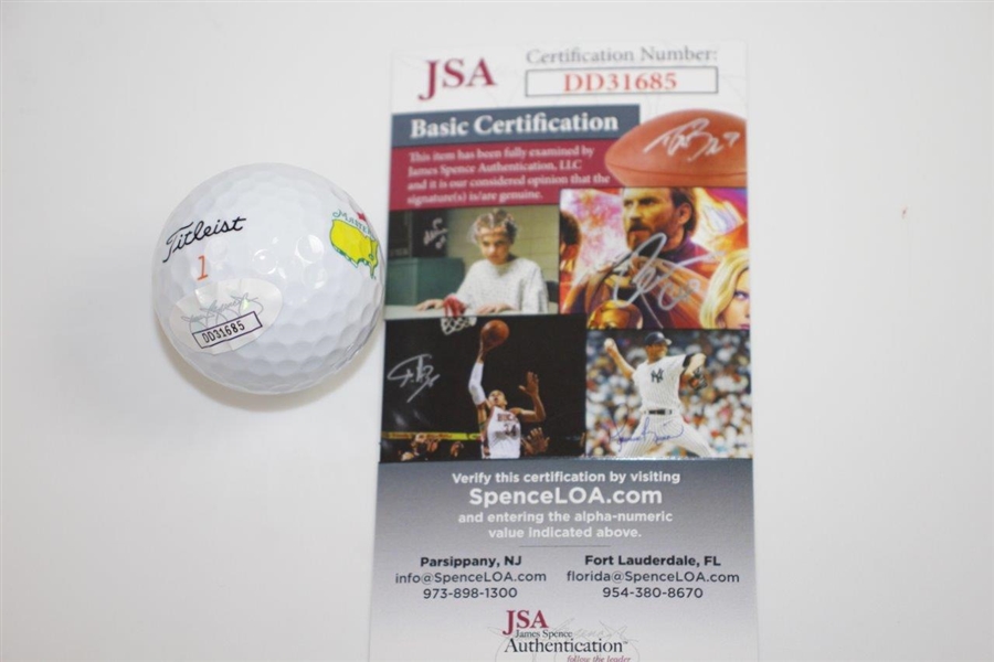 Dustin Johnson Signed Masters Logo Golf Ball JSA #DD31685
