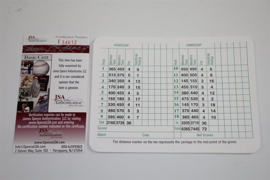Rory McIlroy Signed Augusta National Golf Club Scorecard JSA #I34612