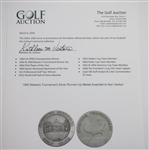 1960 Masters Tournament Silver Runner-Up Medal Awarded to Ken Venturi