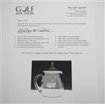 Ken Venturi's Vintage Augusta National Crystal Glass Pitcher with Lid
