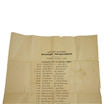 1940 Masters Tournament Friday Second Round Pairing Sheet - April 5, 1940