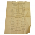 1940 Masters Tournament Friday Second Round Pairing Sheet - April 5, 1940
