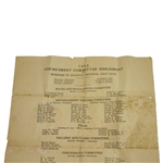 1940 Masters Tournament Friday Second Round Pairing Sheet - April 5, 1940
