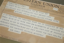 Ben Hogan Congratulatory Western Union Telegram to Ken Venturi for Winning Ben Hogan Trophy