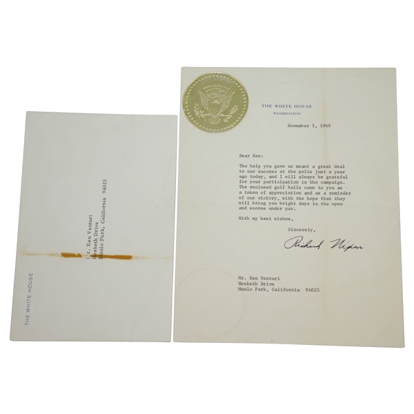 President Richard Nixon 11/5/69 Letter to Ken Venturi