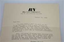Byron Nelson Signed 1/26/88 Letter to Ken Venturi JSA ALOA