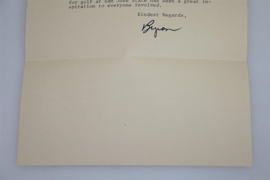 Byron Nelson Signed 1/26/88 Letter to Ken Venturi JSA ALOA