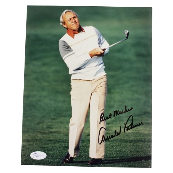 Arnold Palmer Signed Post Swing 8x10 Photo with 'Best Wishes' JSA #I87113