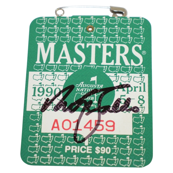 Nick Faldo Signed 1990 Masters Tournament Series Badge #A01459 JSA #AA51879