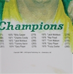 1980 'The Great Masters Champions' Bob Roll Print Depicting Select Winners from 1934-1979