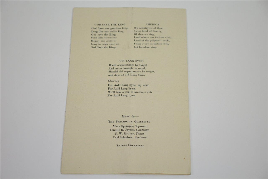 1931 Ryder Cup Team Matches at Scioto Country Club Dinner Menu - Great Condition