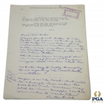 Horton Smith Signed Handwritten 1933 Ryder Cup Hotel Team Invite Content Letter JSA ALOA