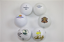 John Daly, Nick Price, Bernhard Langer, Ben Curtis, Jeff Sluman, & Larry Nelson Signed Golf Balls JSA ALOA