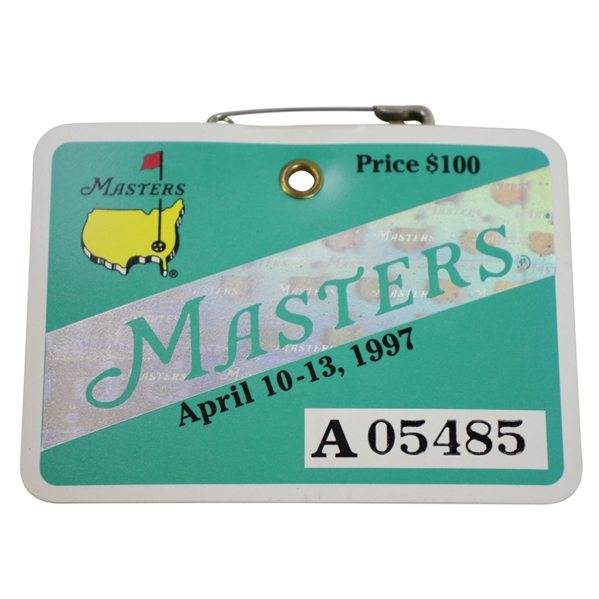 1997 Masters Tournament Series Badge #A05485 - Tiger's First Green Jacket