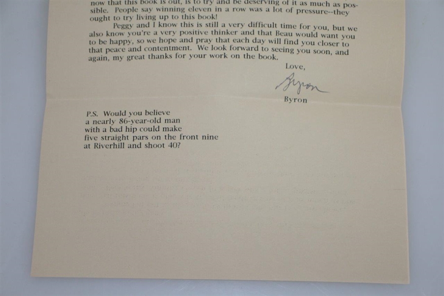 Byron Nelson Signed 1/13/98 Letter to Ken Venturi JSA ALOA