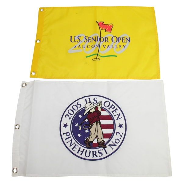 2005 Embroidered US Open White Flag & U.S. Senior Open Saucon Valley Yellow Screen Flag