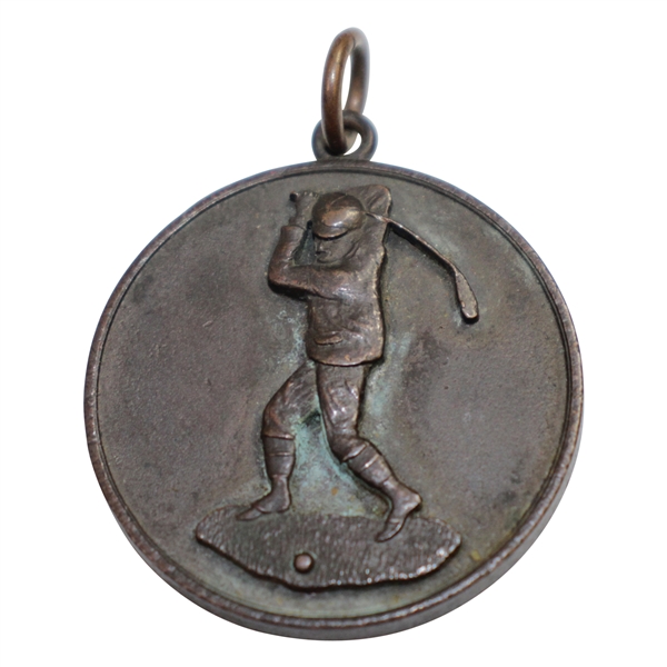 Vintage Circa 1900 Unmarked Medal with Long Nose Golf Club Swinging Golfer