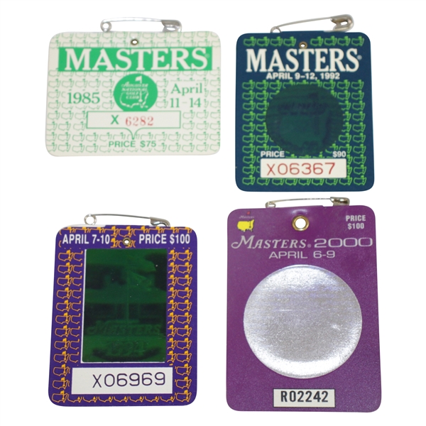 1985, 1992, 1994, & 2000 Masters Tournament SERIES Badges 