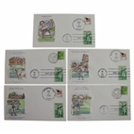 Set of 5 Double Stamped Bobby Jones Grand Slam First Day Covers
