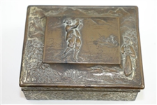 Post-Swing Golfer with Caddy Relief Keepsake/Trinket Box