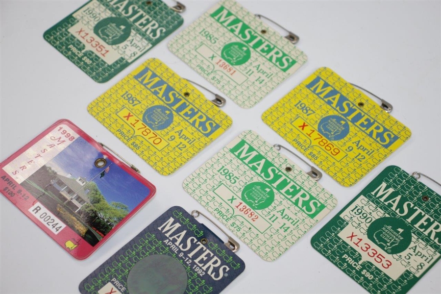 Eight Masters SERIES Badges 1985(x2), 1987(x2), 1990(x2), 1998, & 1992