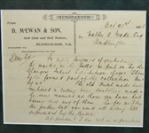 Douglas McEwan Hand-Written Letter on D. McEwan & Son Letterhead JSA ALOA