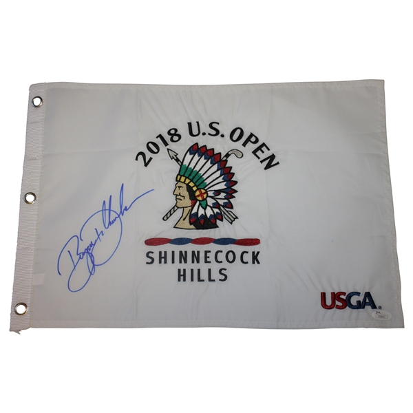 Bryson Dechambeau Signed 2018 US Open at Shinnecock Hills Embroidered Flag JSA #V58641
