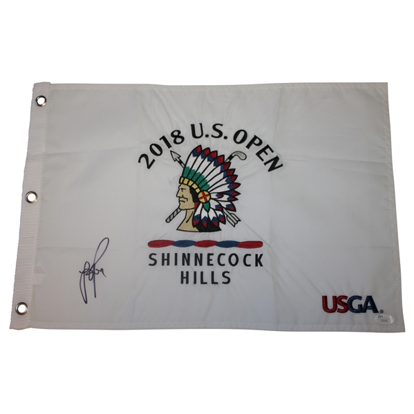 Justin Rose Signed 2018 US Open at Shinnecock Hills Embroidered Flag JSA #V58644