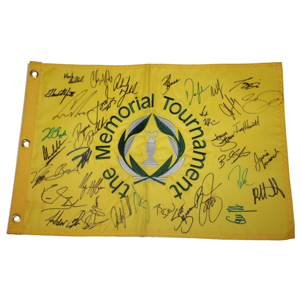 Mickelson, Spieth, Fowler Field Signed The Memorial Tournament at Muirfield Embroidered Flag JSA ALOA