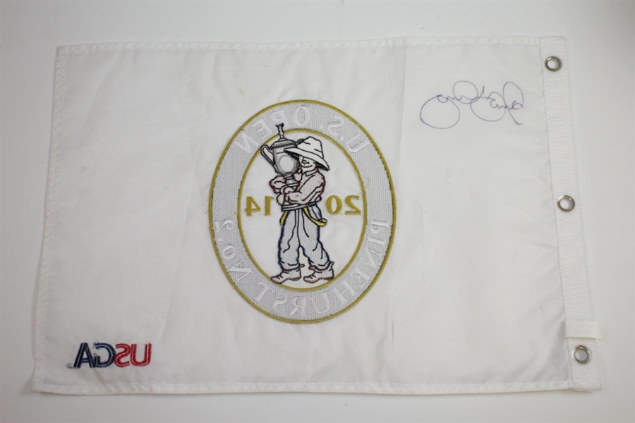 Rory McIlroy Signed 2014 US Open at Pinehurst No. 2 Embroidered White Flag - Full Sig JSA ALOA