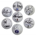 Seven OPEN Champs Signed Logo Golf Balls of Corresponding Course of Their Win JSA ALOA