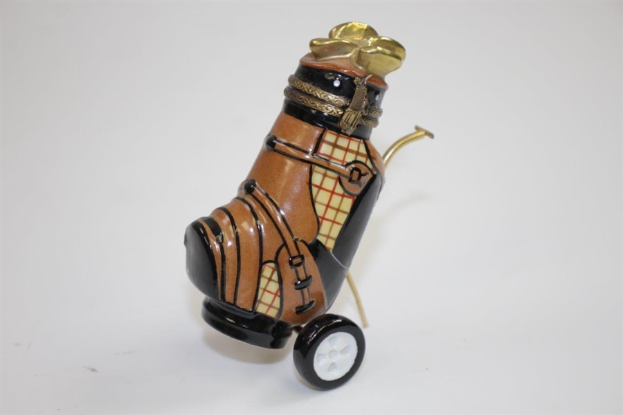 Classic Golf Bag on Cart Figurine - Limoges Porcelain, France